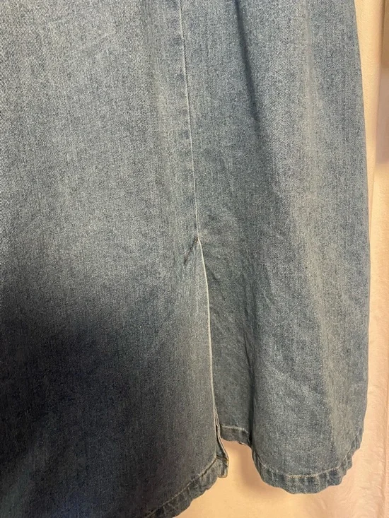 Vintage 90s Light Blue Denim Trench Coat- Size XL - Picture 7 of 9